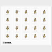 Grillige Tekenfilm Eend  Vierkante Sticker (Vel)
