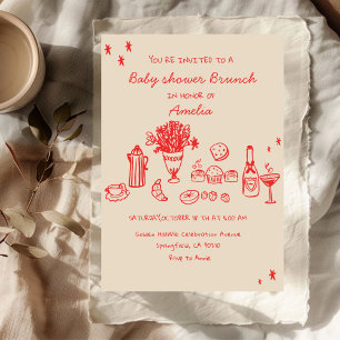Grillige tekening Baby Brunch Baby Shower Meisje Kaart