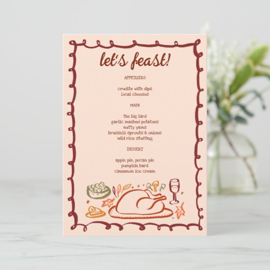 grillige Thanksgiving Friendsgiving HolidayCUSTOM Menu (Staand voorkant)