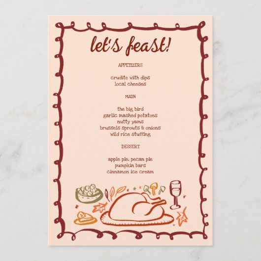 grillige Thanksgiving Friendsgiving HolidayCUSTOM Menu (Voorkant)