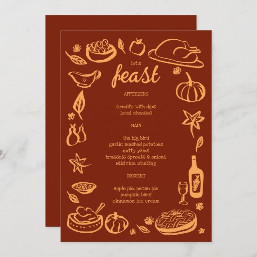 grillige Thanksgiving Friendsgiving HolidayCUSTOM Menu (Voorkant / Achterkant)