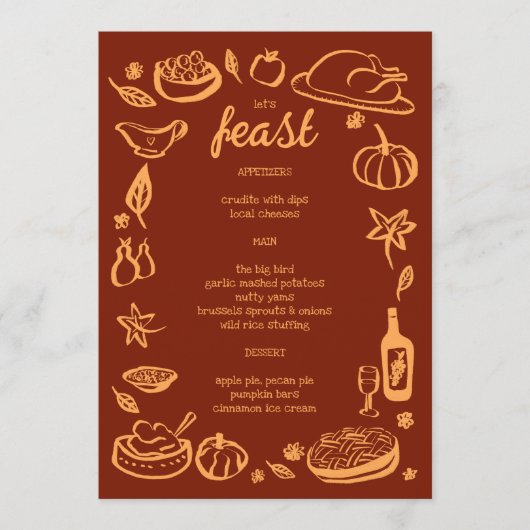 grillige Thanksgiving Friendsgiving HolidayCUSTOM Menu (Voorkant)