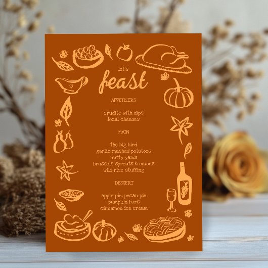 grillige Thanksgiving Friendsgiving HolidayCUSTOM Menu
