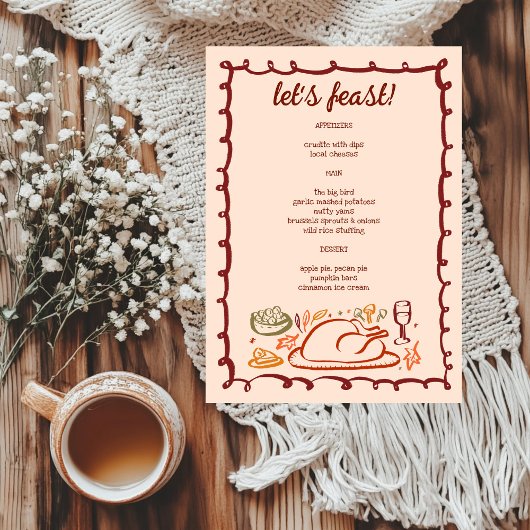 grillige Thanksgiving Friendsgiving HolidayCUSTOM Menu