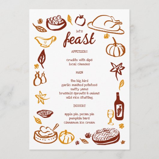 grillige Thanksgiving Friendsgiving HolidayCUSTOM Menu (Voorkant)