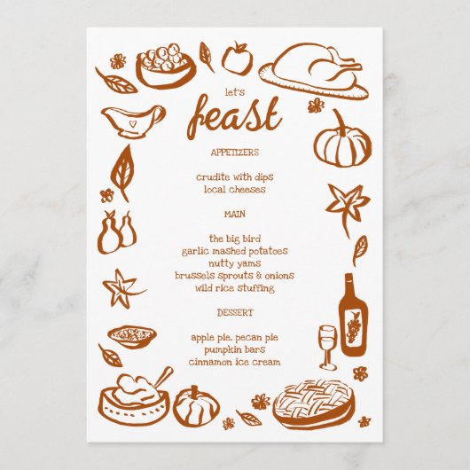 grillige Thanksgiving Friendsgiving HolidayCUSTOM Menu (Voorkant)