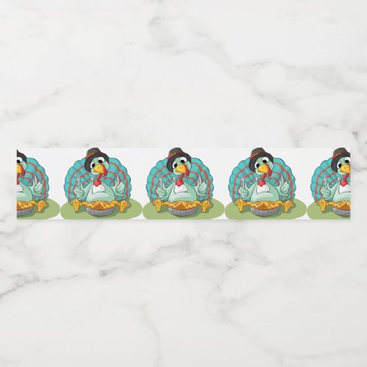 grillige Thanksgiving turky art speelse gobbel Waterfles Etiket (Enkel label)