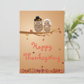 grillige Thanksgiving uilen Feestdagenkaart (Staand voorkant)