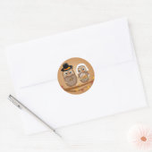 grillige Thanksgiving uilen Ronde Sticker (Envelop)