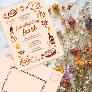 Grillige Thanksgiving Vriendendag Dinner Custom Briefkaart