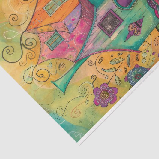 GRILLIGE THEE CUP HUIS DECOUPAGE TISSUEPAPIER (Detail)