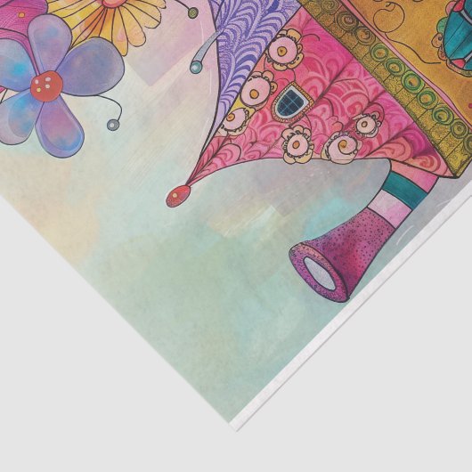 GRILLIGE THEE CUP HUIS DECOUPAGE TISSUEPAPIER (Detail)