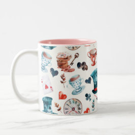 Grillige Thee Tuin Thee Feestje Patroon Tweekleurige Koffiemok
