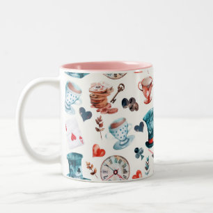 Grillige Thee Tuin Thee Feestje Patroon Tweekleurige Koffiemok