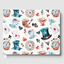 Grillige Theepartij in Wonderland Patroon Gastenboek