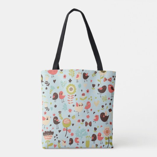 Grillige Tortelduifjes en bloemen Tote Bag (Achterkant)
