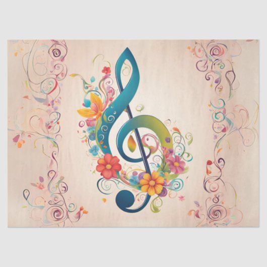grillige treble clef decoupage tissuepapier (Voorkant)
