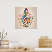 grillige treble clef poster (Keuken)