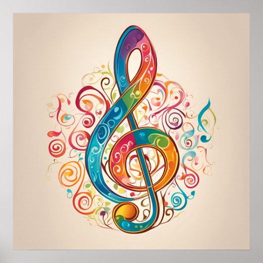 grillige treble clef poster (Voorkant)