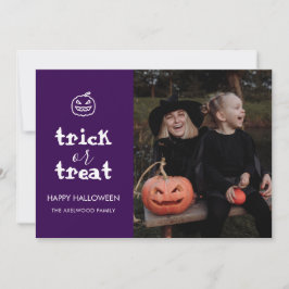 Grillige Trick or Treat Script Halloween-foto Feestdagenkaart