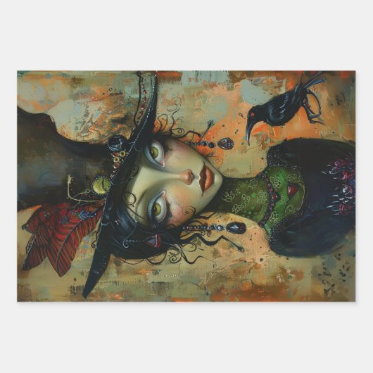 grillige trio heksen decoupage inpakpapier vel (Voorkant 3)