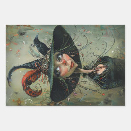 grillige trio heksen decoupage inpakpapier vel