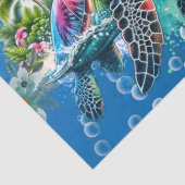 grillige tropische kleurrijke Zee schildpad bloeme Tissuepapier (Detail)