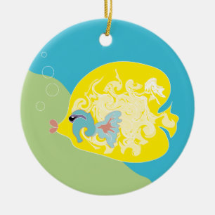Grillige Tropische Vissen Oceaan Kunst Keramisch Ornament