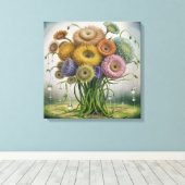 Grillige tuin bloeit canvas afdruk (Insitu (Houten vloer))