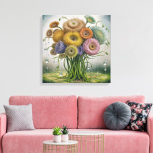 Grillige tuin bloeit canvas afdruk