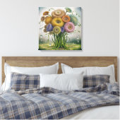 Grillige tuin bloeit canvas afdruk (Insitu (Slaapkamer))