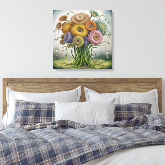 Grillige tuin bloeit canvas afdruk (Insitu (Slaapkamer))