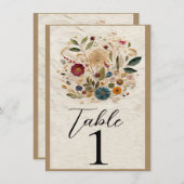 grillige tuin geperst bloemen tafel nummer kaart (Voorkant / Achterkant)