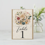 grillige tuin geperst bloemen tafel nummer kaart (Staand voorkant)