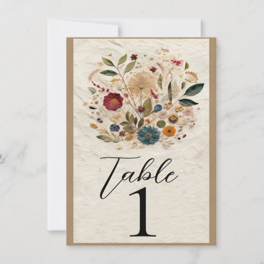 grillige tuin geperst bloemen tafel nummer kaart (Voorkant)