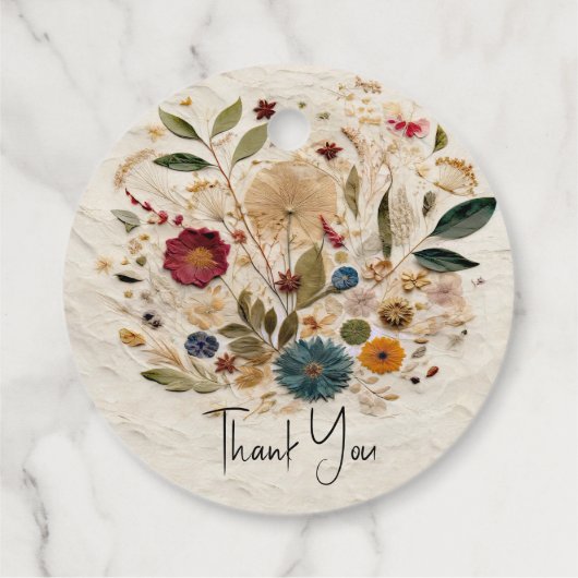 grillige tuin geperste bloemen bohemian bruiloft bedankjes labels (Achterkant)