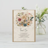 grillige tuin geperste bloemen bohemian bruiloft kaart (Staand voorkant)