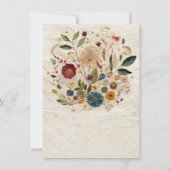 grillige tuin geperste bloemen bohemian bruiloft kaart (Achterkant)