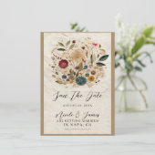 grillige tuin geperste bloemen bohemian bruiloft kaart (Staand voorkant)