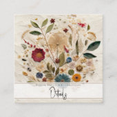 grillige tuin geperste bloemen bohemian bruiloft vierkante visitekaartje (Voorkant)