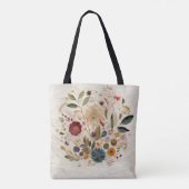 Grillige tuin geperste bloemen Bohemian Tote Bag (Achterkant)