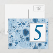 Grillige tuin in blauwe tafel nummergelegenheidspo briefkaart (Voorkant / Achterkant)