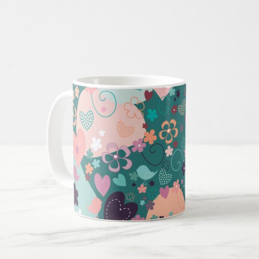 Grillige tuin in heldere pastelkleuren Koffiemok (Voorkant links)