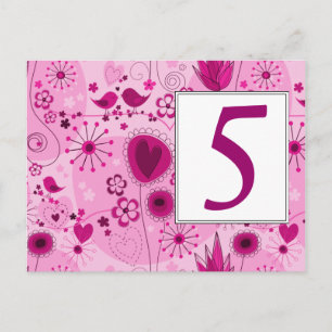 Grillige Tuin in Roze Tafelnummer Briefkaart