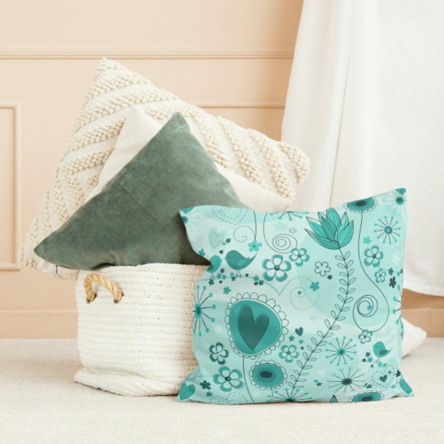 Grillige tuin in turquoise kussen (Creator heeft geüpload)