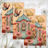 GRILLIGE TUIN SPROOKJESHUIS DECOUPAGE TISSUEPAPIER