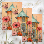 GRILLIGE TUIN SPROOKJESHUIS DECOUPAGE TISSUEPAPIER