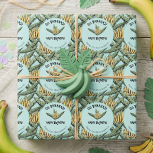 Grillige Turquoise Banaan Cadeaupapier