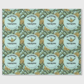 Grillige Turquoise Banaan Cadeaupapier (Vlak)