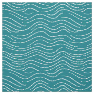 grillige turquoise witte avy gestreepte krabbels stof